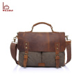 2018 Popular Custom Men's Leather Canvas Messenger Bag